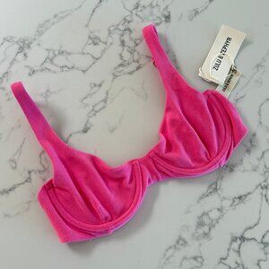 Zulu & Zephyr Toweling Balconette Underwire Bikini Top - Guava - Size Large